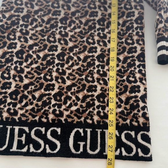 GUESS Leopard Print Sweater Dress Long Sleeve Logo Hem Size 8 - Picture 8 of 13